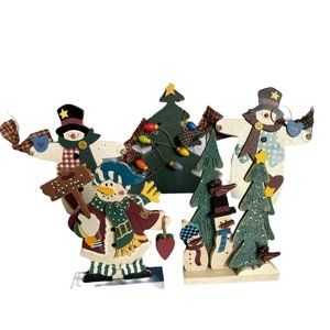 Wood Christmas figurines Christmas Snowman santa